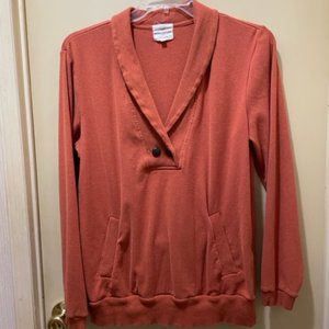 Banana Republic Women's Burnt Orange Sweater with Shawl Collar Button Detail XL